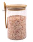 Pote De Vidro Hermético Com Tampa E Colher De Bambu 760ml Porta Tempero Mantimentos Marmita Redondo