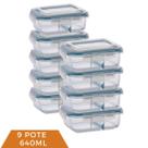 Pote de Vidro Hermético Divisoria 640ml Alimento -9 Unidades Pote de Vidro Hermético Divisoria 640ml Alimento -9 Unidades