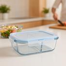 Pote de Vidro Hermetico Marmita Grande 1520ml Divisoria Tampa Com Vedação Trava Microondas Freezer