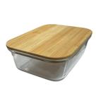 Pote de Vidro Hermético para Marmita 1040ML Tampa de Bambu para Geladeira Freezer Micro-ondas