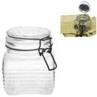 Pote De Vidro Hermético Quadrado Com Trava Preto 750ml Pote De Vidro Hermético Quadrado Com Trava Preto 750ml