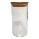 Pote de vidro Liso Redondo C/tp Hermetica de Madeira /Bambu 300ml