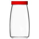Pote De Vidro Mandacaru Liso Com Tampa 2 Litros Vermelho