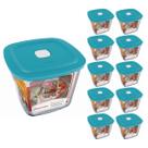Pote De Vidro Marinex Quadrado Alto Facilita C/ Tampa 1L 10Un