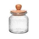 Pote de Vidro Martelado Transpar.c/Tampa de Bambu 700ml Wolff