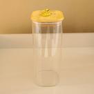 Pote de Vidro QUADRADO ARGOLA G Tampa Bambu Porta Mantimentos 1000ml Hermético