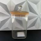 Pote de vidro quadrado com tampa hermética de bambu decorada para mantimentos grande médio farinha café açúcar canelado