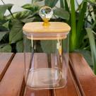 Pote de vidro Quadrados com tampa de bambu e Cristal herméticos pote