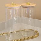 Pote de Vidro Redondo Argola Dourada Tampa Bambu Porta Mantimentos Resistente 1100ml transparente