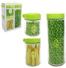 Pote de vidro redondo com tampa de plástico - 3 pçs Pote de vidro redondo com tampa de plástico - 3 pçs