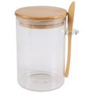 Pote De Vidro Redondo Tampa Bambu Hermético C/ Colher 620ml