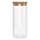 Pote De Vidro Reforçado Tampa Bambu Fechamento Hermético Com Anel Silicone Capacidade De 1500 Ml