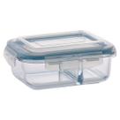 Pote de Vidro Retangular Divisória Tampa Hermética 1040ml
