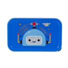 Pote Decorado com Tampa Retangular Robots Azul Infantil Menino Container Kids