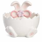 Pote Decorativo Páscoa Orelhas Ovo Rachado Branco - 11cm