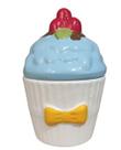 Pote em Formato de Cupcake de Ceramica para Decoração Azul