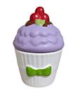 Pote em Formato de Cupcake de Ceramica para Decoração Lilas