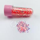 Pote Fimo Coração Diamante Salmão Brilho Lantejoula - 15 gramas