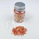 Pote Fimo Coração Diamante Vermelho Furta-Cor Brilho Lantejoula - 25 gramas