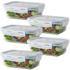 Pote Hermética De Vidro Retangular Canelado com Tampa 640ml KIT:5 UNI