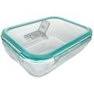 Pote Hermetico 640Ml Mantimento Retangular Para Alimentos Anti Vazamento Vidro Temperado