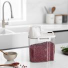 Pote Hermético Acrílico Multiuso 1800Ml Organizador Despensa Armazenador Copo Medidor Grãos Arroz Conservar Alimentos