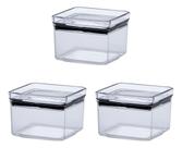 Pote Hermético Acrílico Quadrado Multiuso 480ml Kit 3 Un Cor Transparente
