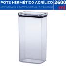Pote Hermético Acrílico Retangular Lumini Empilhável 2600ml