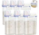 Pote Hermético Armazenamento Copo Medidor Multiuso Cor Kit 6 Potes Cereais Arroz Sabao Multiuso