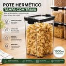 Pote Hermético com Trava Resistente 1300 ml Tampa com Trava Antivazamento Livre de BPA Armazenamento de Alimentos e Organização da Cozinha. Opçã