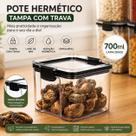 Pote Hermético com Trava Resistente 700ml Tampa com Trava Antivazamento Livre de BPA Armazenamento de Alimentos e Organização da Cozinha. Opção