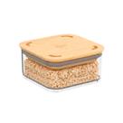 Pote Hermético Cristal com Tampa em Bambu 230ml, linha Modo Coza