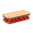 Pote Hermético Cristal com Tampa em Bambu 530ml, linha Modo Coza