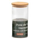 Pote Hermético de Vidro Redondo 1,5L com Tampa de Bambu