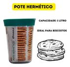 Pote Hermético Helsim 1L Transparente Empilhável para Alimentos Frescos