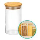 Pote Hermético Mantimento Armazenamento De Vidro Com Tampa de Bambu 1,2L Pote Hermético Mantimento Armazenamento De Vidro Com Tampa de Bambu 1,2L