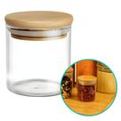 Pote Hermético Mantimento Armazenamento De Vidro Com Tampa de Bambu 200ml