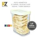 Pote Hermético para Café, Grãos, Açúcar, Massas 1,5 Litros (1500 ml) Helsim - Tampa Branca