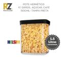Pote Hermético para Café, Grãos, Açúcar, Massas 1,5 Litros (1500 ml) Helsim - Tampa Preta