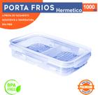 Pote Hermético Porta Frios Com Travas Escorredor 1 Litro Para Frios Frutas Vegetais Alimentos Divisória