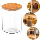 Pote Hermético Quadrado 1l Natural Com Tampa De Bambu Ou Pote Hermético Quadrado 1l Natural Com Tampa De Bambu Ou