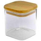 Pote Hermético Quadrado De Vidro Borossilicato Com Tampa De Bambu Para Mantimentos 300ml Casita CA16
