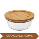 Pote hermético redondo tampa bambu 400ml Hauskraft