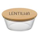 Pote Hermético Redondo Vidro e Tampa de Bambu (930 ml) Lentilha Pote Hermético Redondo Vidro e Tampa de Bambu (930 ml) Lentilha