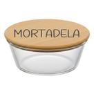 Pote Hermético Redondo Vidro e Tampa de Bambu (930 ml) Mortadela