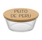 Pote Hermético Redondo Vidro e Tampa de Bambu (930 ml) Peito de Peru Pote Hermético Redondo Vidro e Tampa de Bambu (930 ml) Peito de Peru