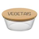 Pote Hermético Redondo Vidro e Tampa de Bambu (930 ml) Vegetais