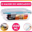 Pote Hermético Retangular Vidro Freezer Microondas Com Tampa Transparente 1500ML