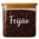 Pote Hermético Tampa De Bambu Natural 1,5L Com Etiquetas