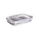 Pote Hermético Travas e Escorredor 1L Tampa Modular Mantimentos Plástico Moderno Transparente Cinza